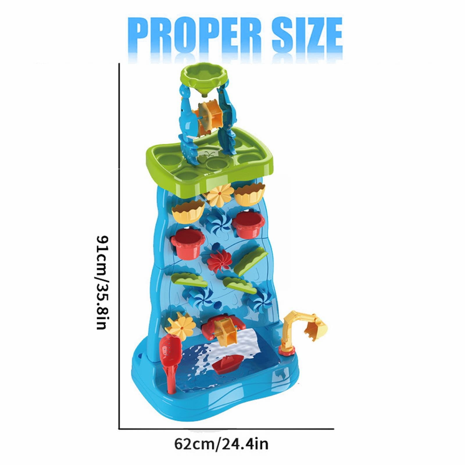 RUIG Water Table for Kids Ages 3-8, Double-Sided Waterfall Wall with 32-Piece Activity Set, Outdoor Sand & Water Play Station for Boys & Girls, STEM Learning Toy,Summer Outdoor Toys