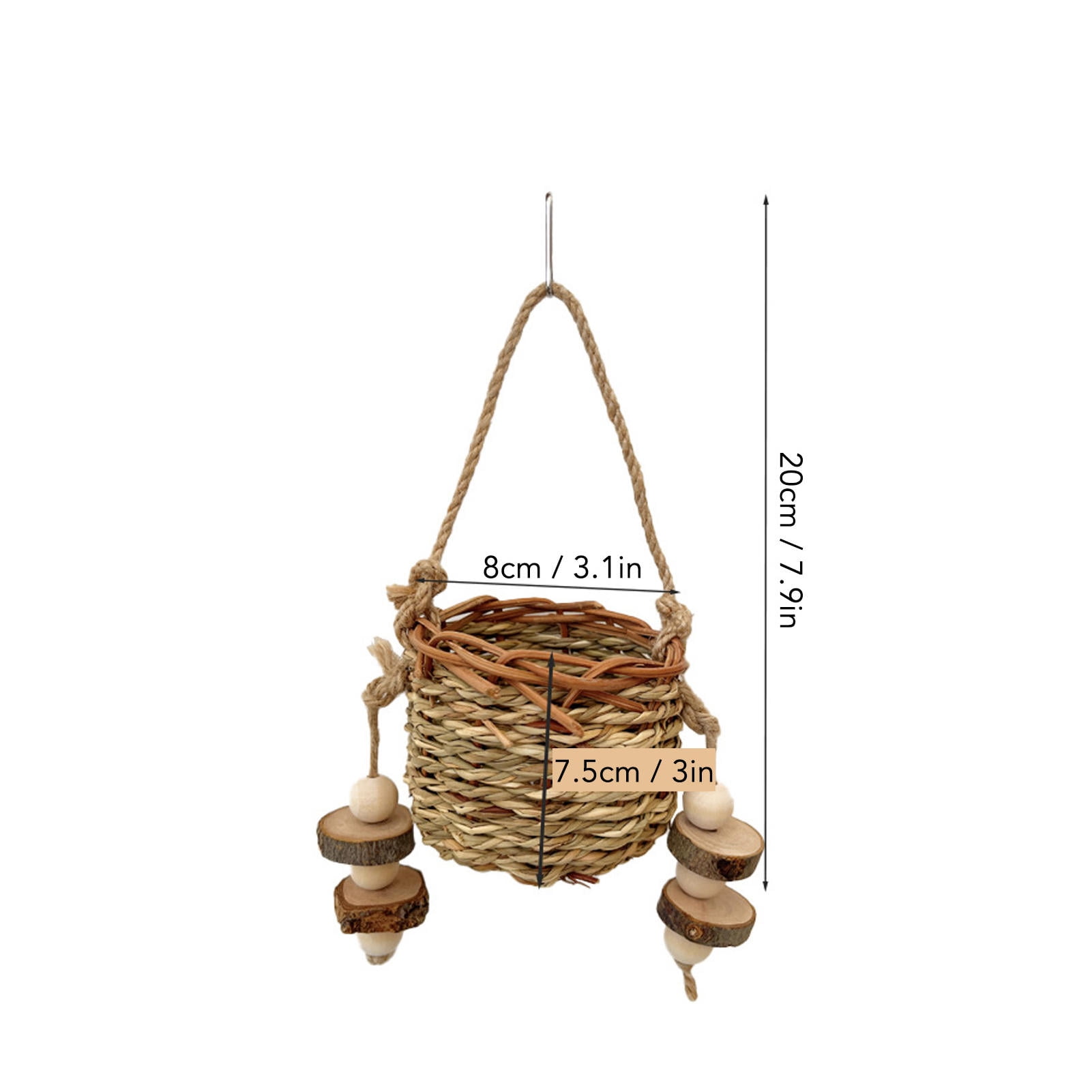 Suodoka Safe Chew Basket – Seagrass, Applewood & Bamboo Sticks for Hamsters, Rabbits & Guinea Pigs – Teeth‑Grinding, Nutritious & Fun Foraging Toy