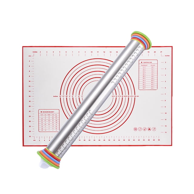 Vaidha Stainless Steel Rolling Pin Dough Roller With 8 Rings Kitchen Tools