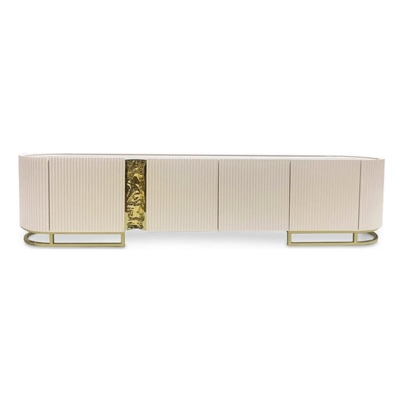 Michael Amini Lisbon Media Cabinet - Silken Matte Cream