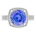 thumbnail image 2 of Dazzlingrock Collection 8mm Round Tanzanite & White Diamond with Princess Halo Style Engagement Ring for Women (0.75 ctw, Color I-J, Clarity I1-I2) in 14K White Gold, Size 5, 2 of 4