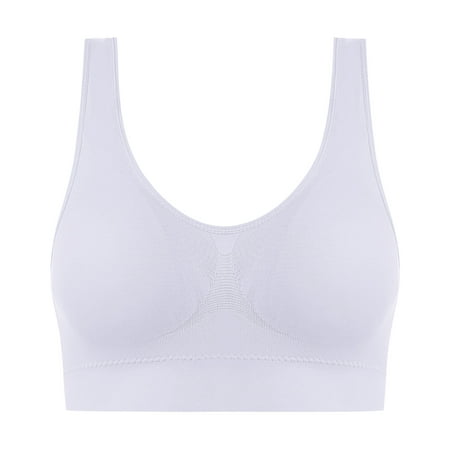 

JGGSPWM Ladies Traceless Comfortable One-piece No Steel Ring Vest Breathable Gathering Bra Woman Underwear White XL