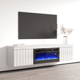 thumbnail image 2 of Knoxville BL-EF Floating Fireplace TV Stand for TVs up to 80", Modern High Gloss 71" Entertainment Center, Wall Mounted Electric Fireplace TV Media Console with Storage Cabinets, 2 of 9