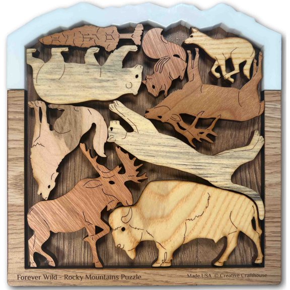 Creative Crafthouse Forever Wild Rocky Mountains Puzzle, Wood Art Gift, USA Made