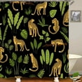 thumbnail image 3 of 4PCS Leopard Shower Curtain Sets with Rugs, Waterproof Fabric Pink Shower Curtain, African Wild Animal Cheetah Safari Wildlife Tropical Jungle Plant Palm Leaves Botanical Boho Bathroom Decor, 3 of 7