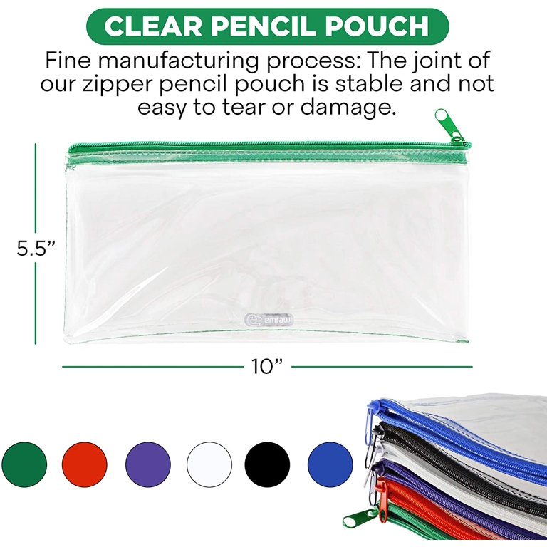 AKOLAFE 80pcs A6 Small Pencil Pouch Bulk 9.3x4.7 inch Clear Pencil Case with Label Pocket Pencil Bags with Zipper File Bags Plastic Money Envelopes
