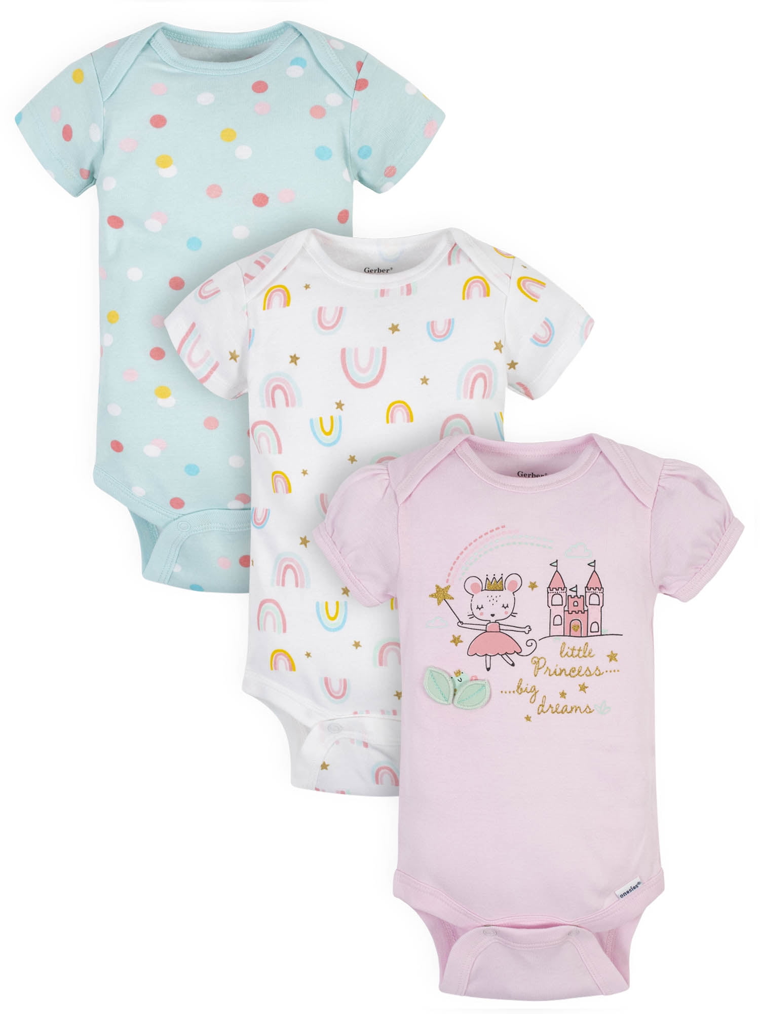 Gerber Gerber Baby Girls Onesies® Brand Bodysuits, 3Pack