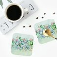 thumbnail image 5 of Pofeuu Succulent Print Leather Coasters Set of 6, Round Cups Mugs Mat Pad for Home Kitchen Heat Resistant Drink Coasters,Square, 5 of 7