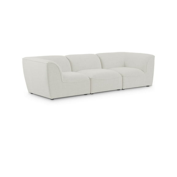 Meridian Furniture Miramar Cream Durable Linen Textured Modular Sofa