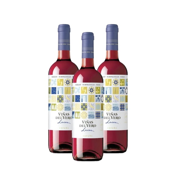 PACK DE 3 VINO ROSADO VIÑAS DEL VERO UCES MERLOT-TEMP-SYRAH 750ML