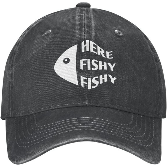 Funny Fishing Hat Here Fishy Fishy Fishy Cap for Men Baseball Hats Fashionable Hats