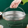 thumbnail image 1 of Cesta de vapor para cocinar al vapor albóndigas de verduras, lavadora de frutas, pasta de arroz, cesta de vapor de alimentos de acero inoxidable con pata base, 1 of 5