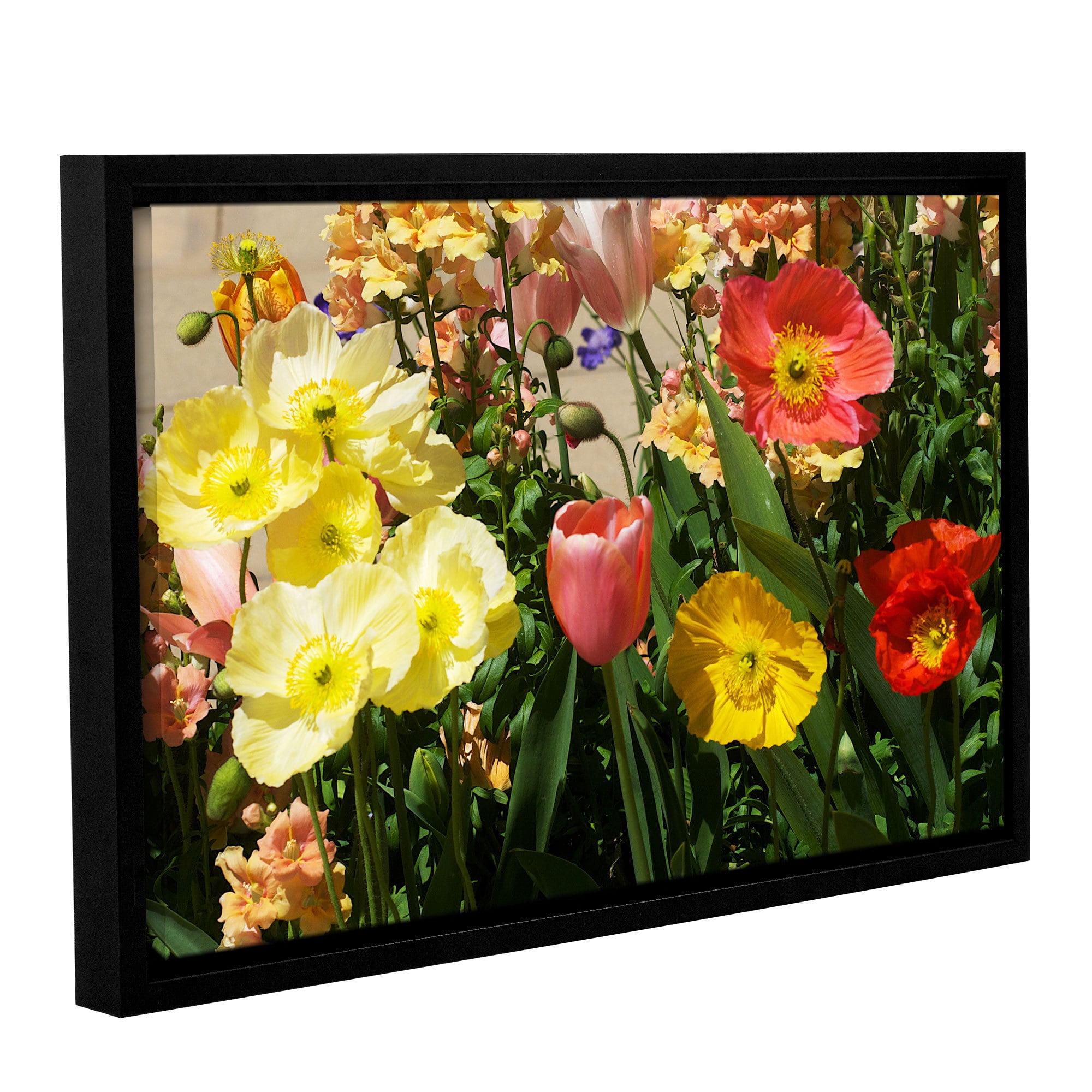 ArtWall Allan Friedlander "Yellow Flowers" Gallery-wrapped Floater-framed Canvas