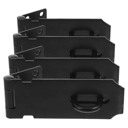 Black 304 Stainless Steel Padlock Latch for Door Use with Thickened Design 4 Sets