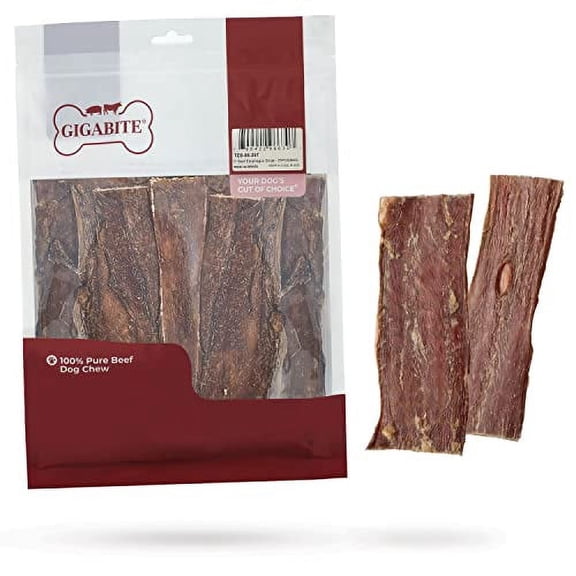 GigaBite 6 Inch Beef Gullet Jerky Strips (22 Pack) - All Natural, Free Range Beef Esophagus Taffy Dog Treat by Best Pet Supplies