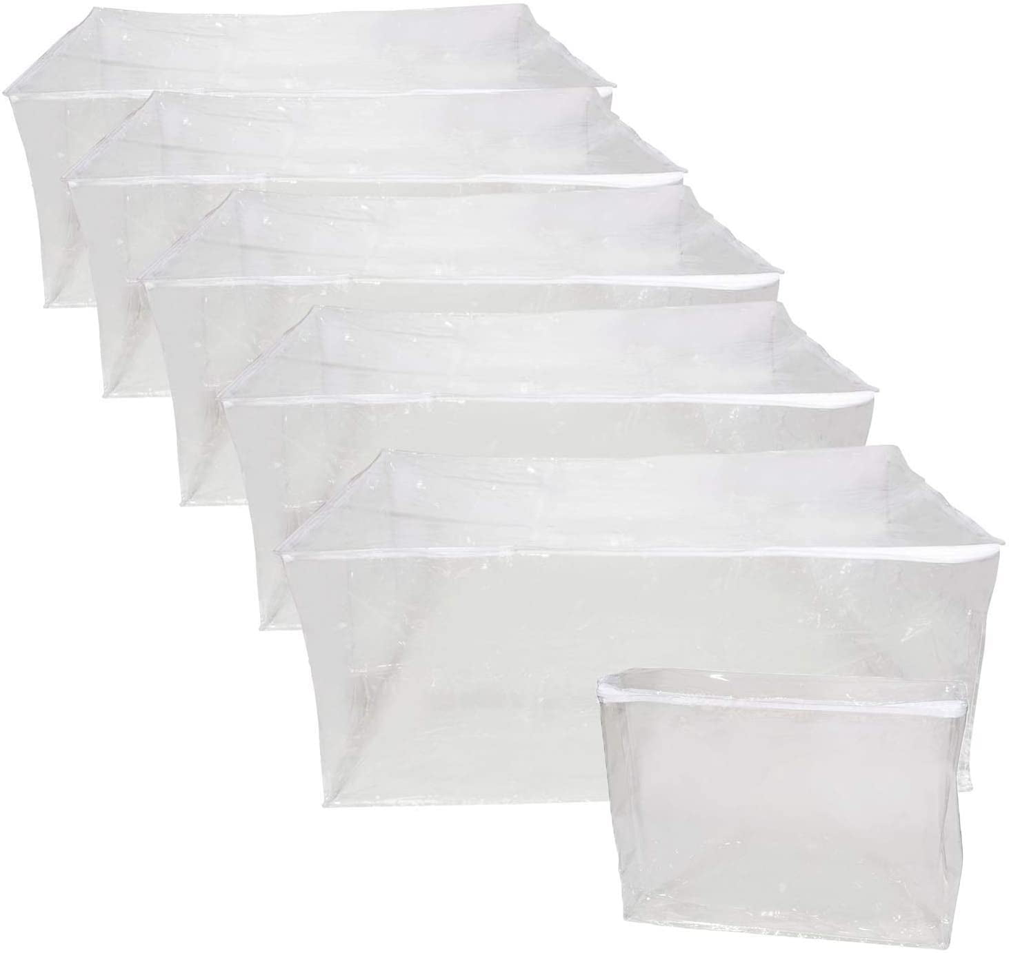 Clear Vinyl Zippered Sweater Storage Bags 17 x 20 x 10 Inch 5-Pack