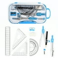 thumbnail image 5 of Geometry Set 10 Pcs Student Supplies with Shatterproof Storage Box,Includes Rulers,Protractor,Compass,Eraser,Pencil Sharpener,Lead Refills,Pencil（Blue）, 5 of 7
