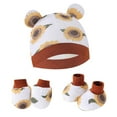 thumbnail image 4 of GYRATEDREAM Newborn Baby Girls Hats Mittens Socks Set Hospital Hat Beanie Infant Bow Hats Baby Cotton Gloves No Scratch Mittens, 4 of 6