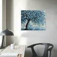 thumbnail image 4 of COMIO Tree Wall Art Teal Blue Nature Tree of Life Abstract Canvas Painting Textured Picture, Modern Large Panoramic Landscape Artwork Framed for Living Room Bedroom Bathroom Office Home Decor, 4 of 6