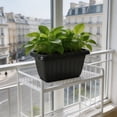 thumbnail image 4 of Balcony Rectangular Planter Faux-Ceramic Retro Style Breathable Plastic Pot, Indoor Outdoor Flower Vegetable Container with Base Tray, Lightweight Weather-Resistant Gardening Pot for Herbs Plants, 4 of 6