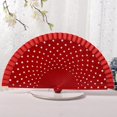 thumbnail image 7 of Byfri Red Spanish Double-Sided Dot Folding Hand Fan Vintage Style for Dance Photo Prop 9.06inch, 7 of 7