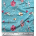 thumbnail image 1 of Soimoi Cotton Jersey Fabric Coral,Shell & Sea Turtle Ocean Print Fabric by Yard 58 Inch Wide, 1 of 1