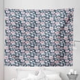 thumbnail image 1 of Floral Tapestry, Flowers with Hand Drawn Composition Spring Lovers Design Romantic Pastel Art, Fabric Wall Hanging Decor for Bedroom Living Room Dorm, 5 Sizes, Slate Blue Pink, by Ambesonne, 1 of 1