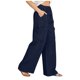 thumbnail image 5 of Pantalones de Vestido de Cintura Elástica para Mujeres Color Sólido Suelto Elástico Cordón de Cintura Pantalones de Pierna Recta de Bolsillo Grande, 5 of 5