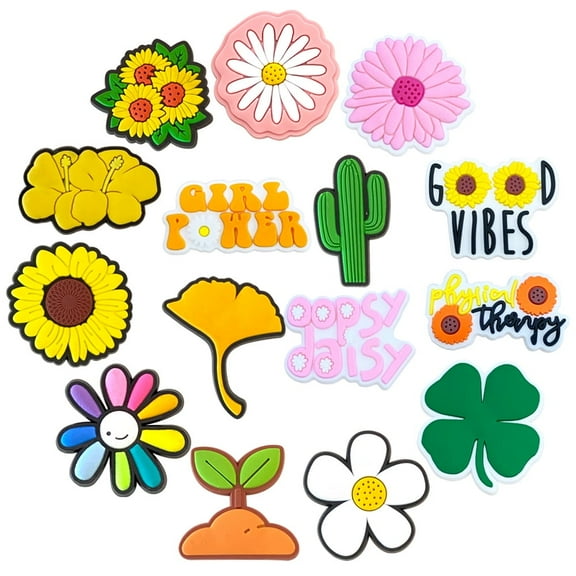 Shoe Charms Cute Flower Sunflower Cartoon Cartoon Cute Shoe Ornaments - Shoe Decoration Charms for Holiday Gifts for Boys and Girls - PVC Waterproof Plastic