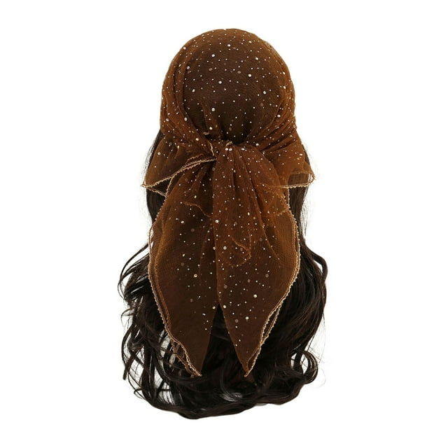 Women's Rhinestone Glitter Head Scarf 315 Inch Fashionable Bandana Sequins Hair Wrap Soft Shawl Lace Accessory