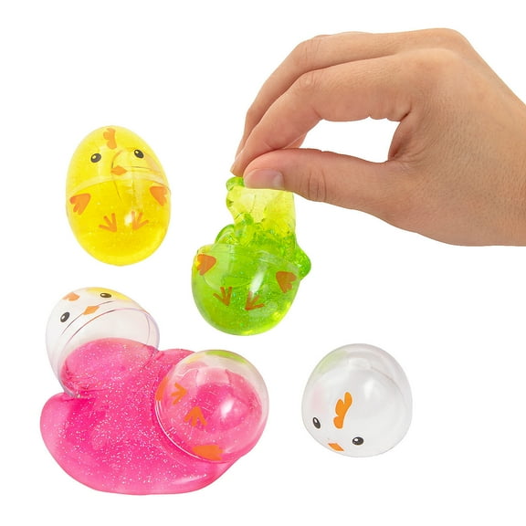 2 1/4" Easter Glitter Putty-Filled Eggs - 12 Pieces