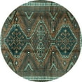 thumbnail image 1 of Ahgly Company Indoor Round Persian Turquoise Blue Traditional Area Rugs, 4' Round, 1 of 4