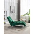 thumbnail image 2 of Tufted Velvet Chaise Lounge, Leisure Upholstered Sofa Couch with Acrylic Feet and Lumbar Pillow, Modern Upholstered Couch with Tufted Button for Living Room, Bedroom and Reading Room, Emerald, 2 of 9