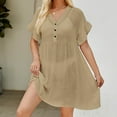 thumbnail image 2 of fatyb Womens Beach Cover up Swimsuit Button up V Neck Sheer Coverups Lightweight Summer Mini Sun Dress, 2 of 5