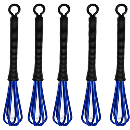 

5 Pieces Hair Dye Cream Stirrer Whisk Set Plastic Salon Barber Hairdressing Hair Color Dye Cream Whisk Kitchen Balloon Mixer Tool for Blending Whisking Beating Blue