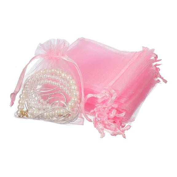 Uxcell 50 Count Organza Gift Bags, Wedding Favor Bag for Party Pink