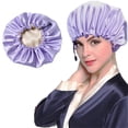thumbnail image 1 of Satin Bonnet Sleeping Cap Adjustable Elastic Satin Bath Caps for Curly Hair Protectio, 1 of 3