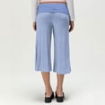 thumbnail image 5 of Inglocry Women Gauchos Pants Fold Over Low Rise Cropped Capris Pants Foldover Wide Leg Flared Yoga Culotte Bottoms Blue 2XL, 5 of 6