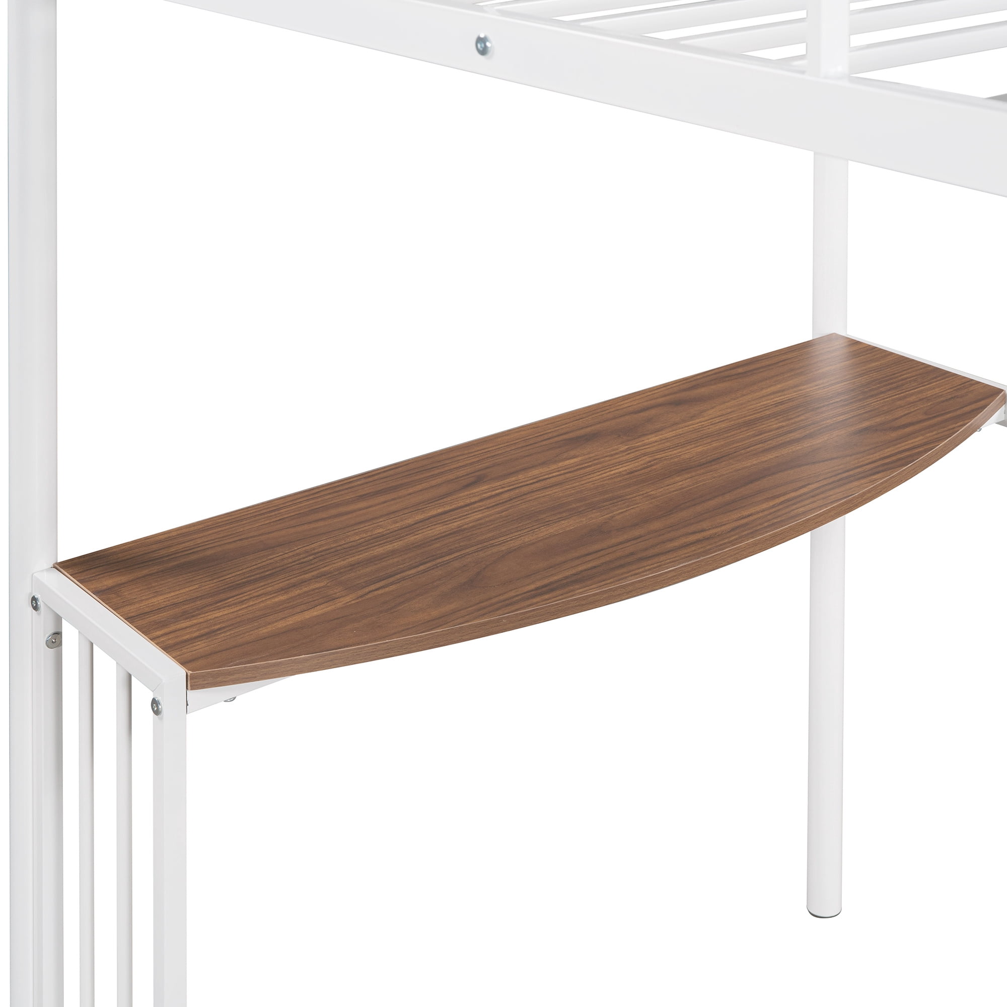 Aukfa Metal Twin Loft Bed with Desk for Kids Teens Dorm Bedroom, White