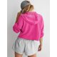thumbnail image 5 of Sudadera Holgada Informal de Larga con Capucha para Mujer, Color Liso, Estilo Otoño Rosa Roja S, 5 of 9