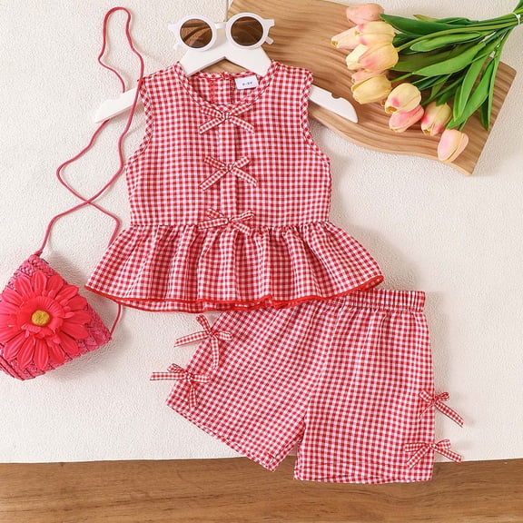 18 Months Girl Clothes Sweat Suits Baby Clothes Girl Toddler Summer Outfits Infant Casual Sleeveless Halter Ruffle Tank Cute Short Set Baby Clothing Cotton