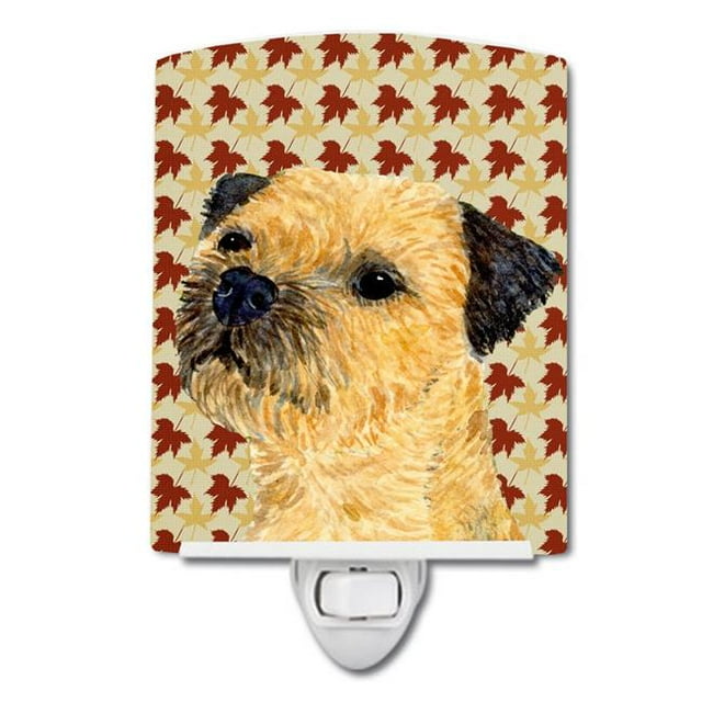 Carolines Treasures LH9098CNL Border Terrier Fall Leaves Portrait Ceramic Night Light