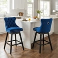 thumbnail image 3 of TEWLOSS 30" Swivel Bar Stools Set of 2, Blue Velvet Bar Height Chairs with Back for Home Pub, 3 of 9