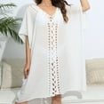 thumbnail image 2 of Zpanxa Bathing Suit Cover up for Women Bikini Swimsuit Coverup Tassels Beach Crochet Loose Hollow Out Coverup Dresses Vacation Clothes White One Size, 2 of 8