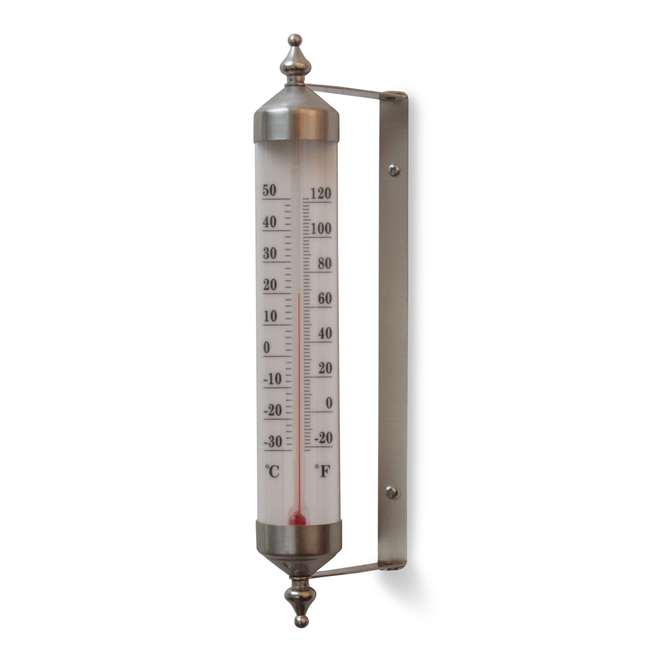 Satin Nickel Finish Adjustable Angle 10 Inch Garden Thermometer