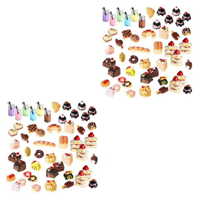 QualitChoice Kitchen Accessory For Food Lovers Realistic Miniature Food With Random Styles Resin Food Drink SafeDurable 2Set