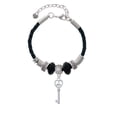 thumbnail image 2 of Delight Jewelry Silvertone Open Peace Heart Key Mom Celtic Knot Leather Bead Bracelet, 7"+2" Extender, 2 of 4