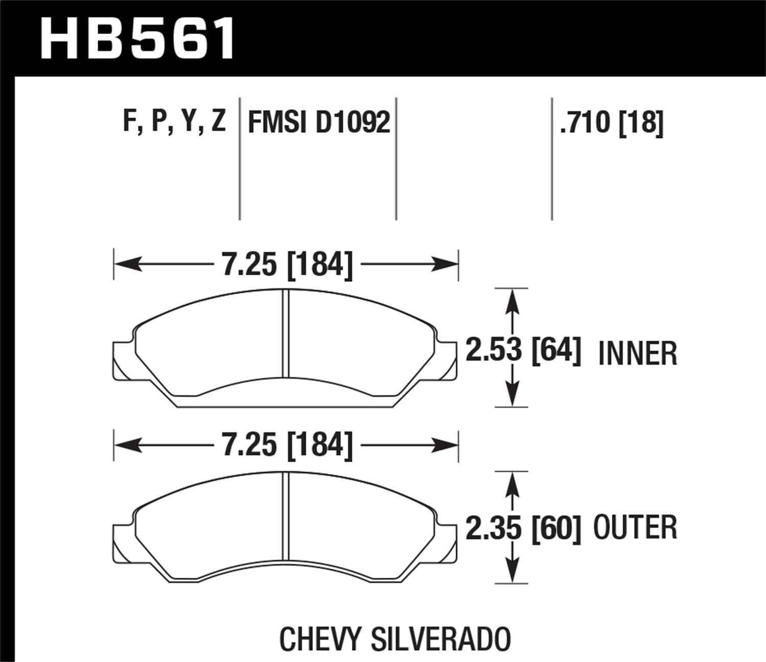 Hawk Performance HB561Y.710 Brake Pads - LTS Compound - Front - Set of 4 Fits select: 2014-2015 CHEVROLET SILVERADO, 2011 CHEVROLET SILVERADO K1500 LT