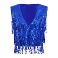 thumbnail image 4 of YONGHS Womens Sequin Fringe Vest Sparkle Open Front Waistcoat Party Prom Glitter Tassel Vest Royal Blue XXL, 4 of 7