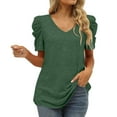 thumbnail image 6 of MRULIC t shirts for women Womens Summer Shirt V Neck Casual T Shirs Short Sleeve Tops Womens t shirts Green + XXL, 6 of 8